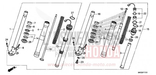 FOURCHETTE AVANT (CRF110A4/AL4/D4/DL4) CRF1100D4L de 2020